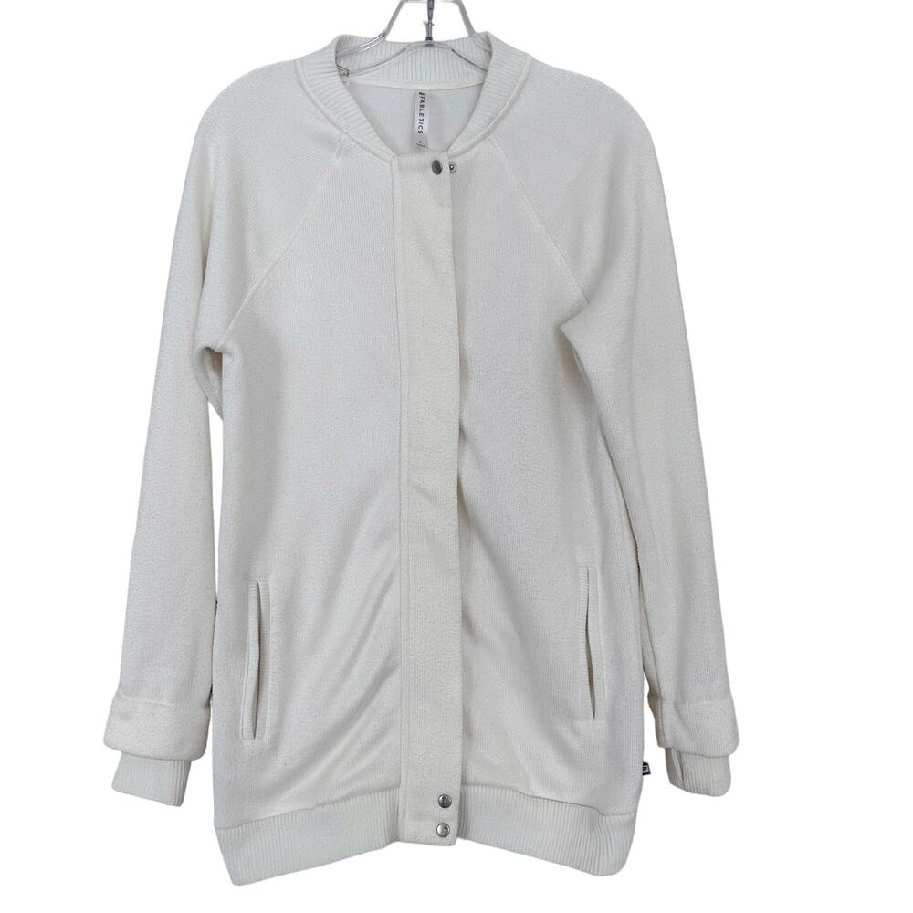 Fabletics White Snap Front Sweater Sz S